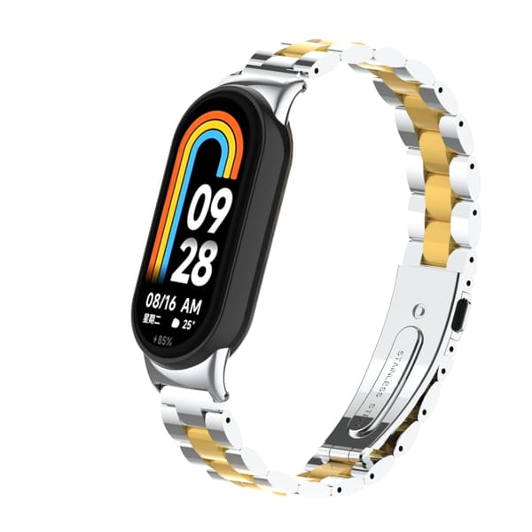 INF Stilig armbånd i rustfritt stål for Xiaomi Mi Band 9 Sølv