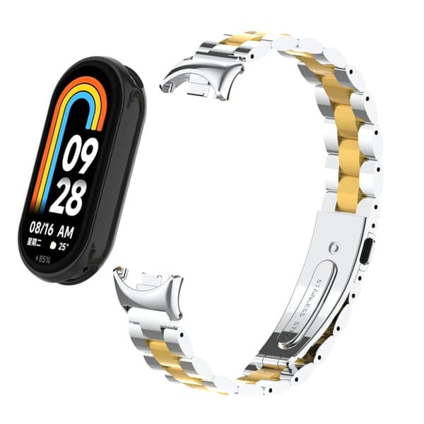 INF Stilig armbånd i rustfritt stål for Xiaomi Mi Band 9 Sølv