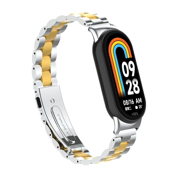 INF Stilig armbånd i rustfritt stål for Xiaomi Mi Band 9 Sølv