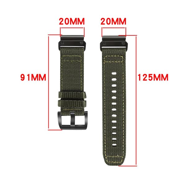 INF Snabbfäste Nylonvävd Canvasrem 20mm för Garmin