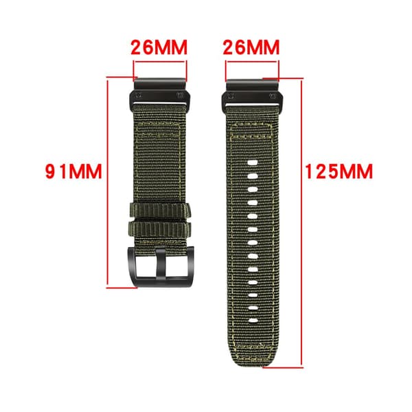 INF Hurtigutløsende vevd nylonrem for Garmin  26 mm