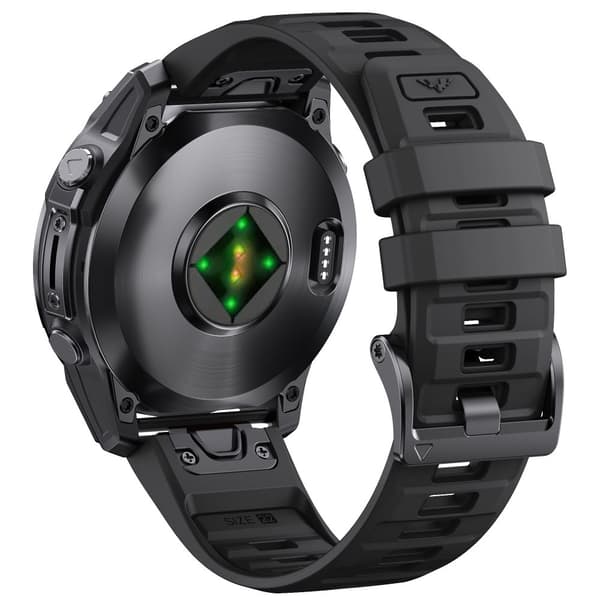 INF 22 mm silikonrem med hurtigutløser til Garmin Fenix 8 47 mm Sort