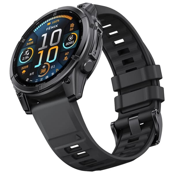 INF 22 mm silikonrem med hurtigutløser til Garmin Fenix 8 47 mm Sort