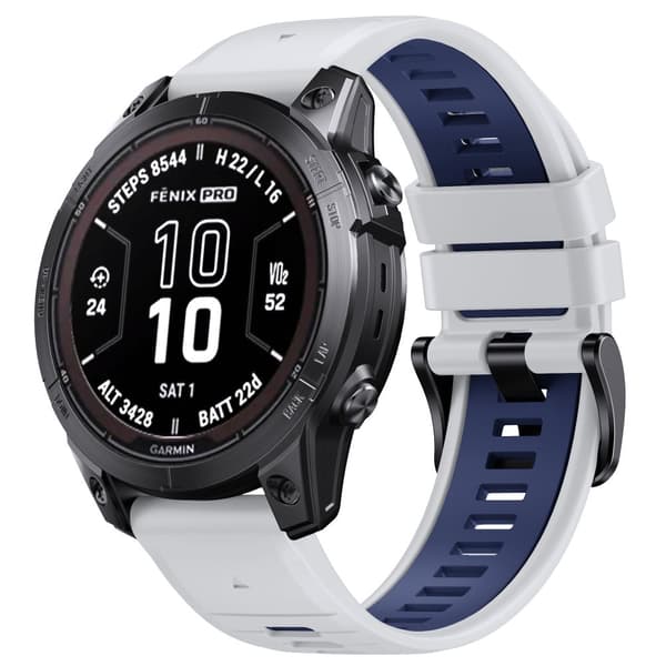 INF Stilfuld Quick Release Rem til Garmin Fenix 7X Pro Hvid + blå