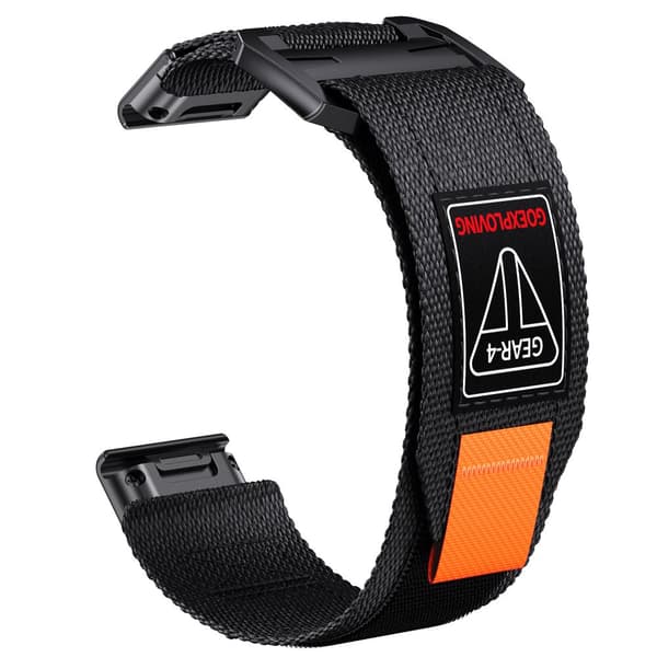 INF Pikalukittava 26 mm:n kudottu nailonranneke Garmin-kelloihin Musta