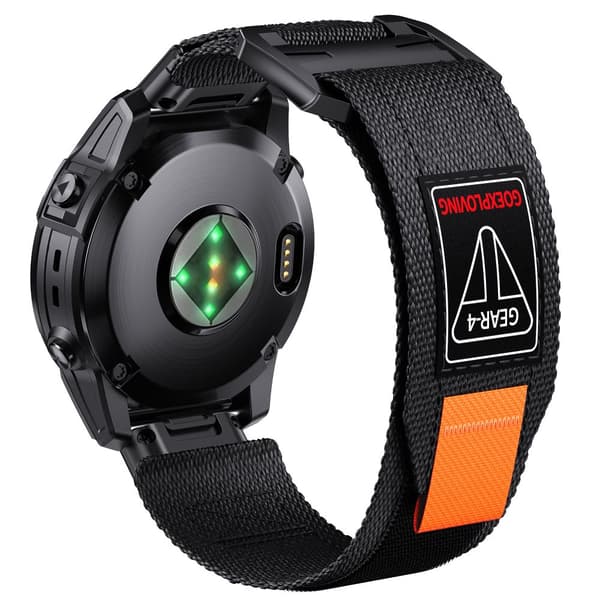 INF Pikalukittava 26 mm:n kudottu nailonranneke Garmin-kelloihin Musta