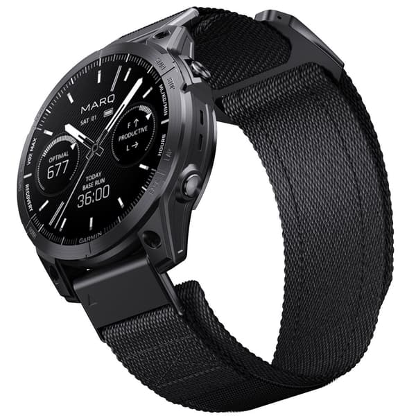 INF Pikalukittava 26 mm:n kudottu nailonranneke Garmin-kelloihin Musta