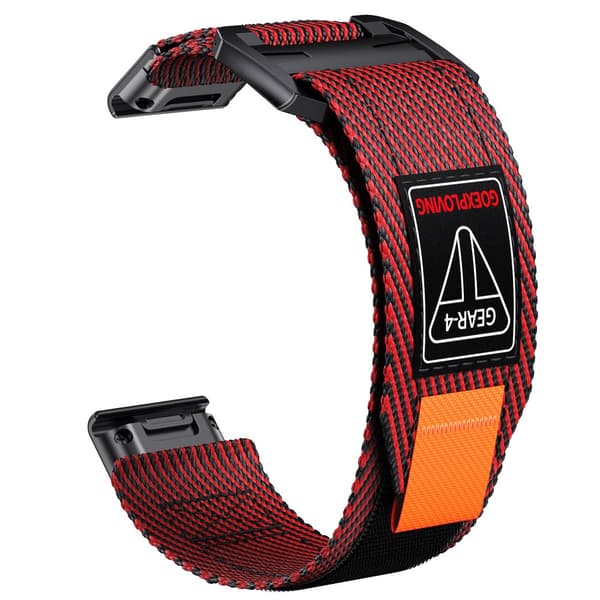 INF Snabbfäste 26mm Vävd Nylonrem för Garmin-klockor Röd