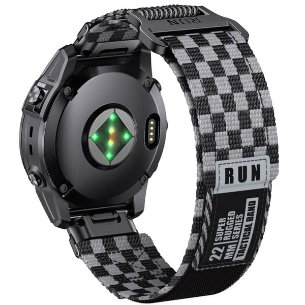 INF Garmin Fenix 8 Nylonpunosranneke - Musta Harmaa 22 mm