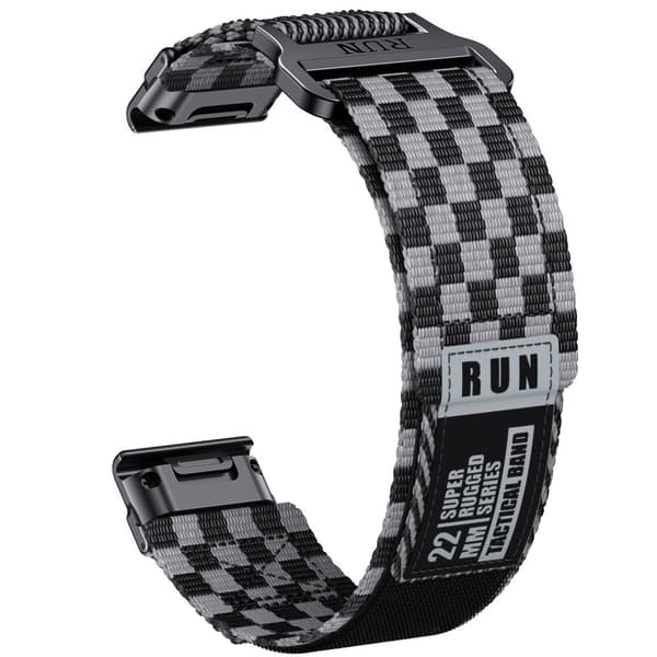 INF Garmin Fenix 8 Nylonpunosranneke - Musta Harmaa 22 mm