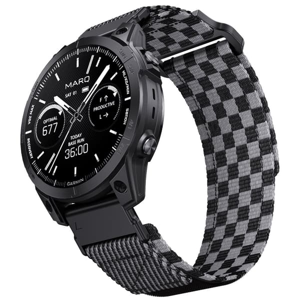 INF Garmin Fenix 8 Nylonvävd Rem - Svart Grå 26 mm