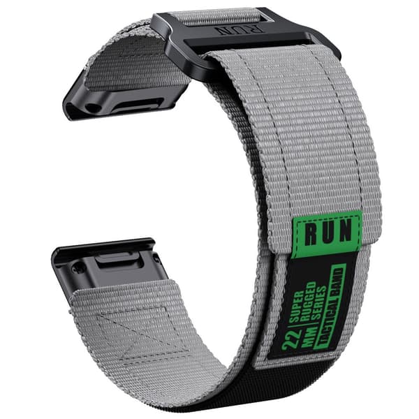INF Garmin Fenix 8 Nylonpunosranneke Harmaa 22 mm