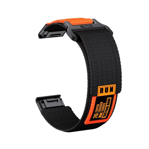 INF Garmin Fenix 8 Nylonpunosranneke Musta 22 mm
