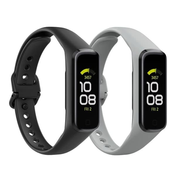 Moko 2-pack band kompatibla med Samsung Galaxy Fit 2, justerbar TPE ersättningsurrem, svart/grå