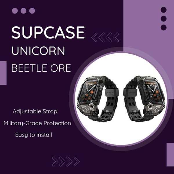 Coque för Apple Watch 10 46mm + Armband - Supcase Unicorn Beetle Ore Pro Version - Svart