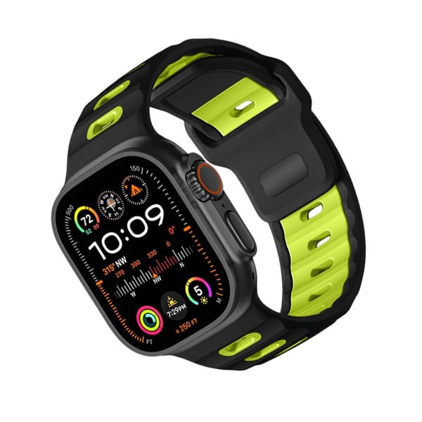 INF Stilig silikonrem for Apple Watch 42/44/45/46/49mm Svart + Grønn