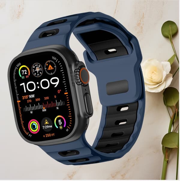 INF Stilig silikonrem for Apple Watch 42/44/45/46/49mm Svart + blå
