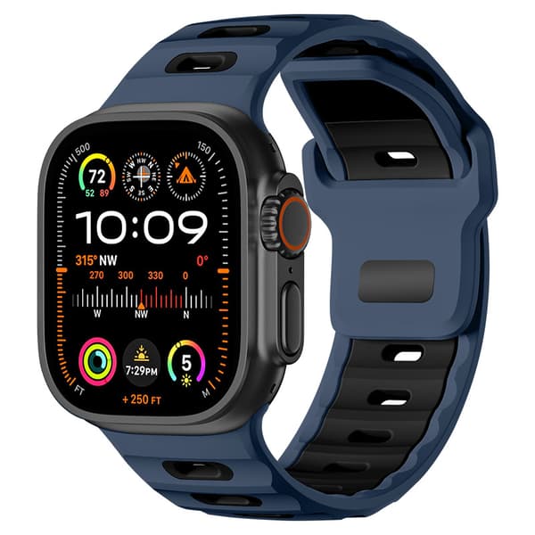 INF Stilig silikonrem for Apple Watch 42/44/45/46/49mm Svart + blå