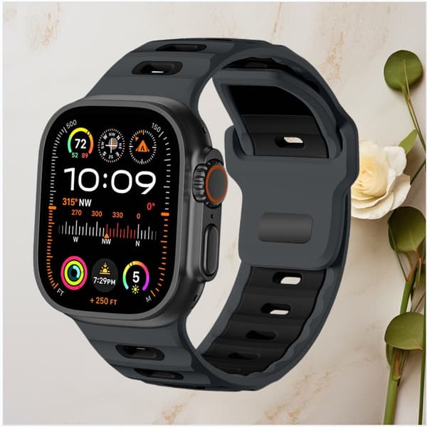 INF Stilig silikonrem for Apple Watch 42/44/45/46/49mm Sort