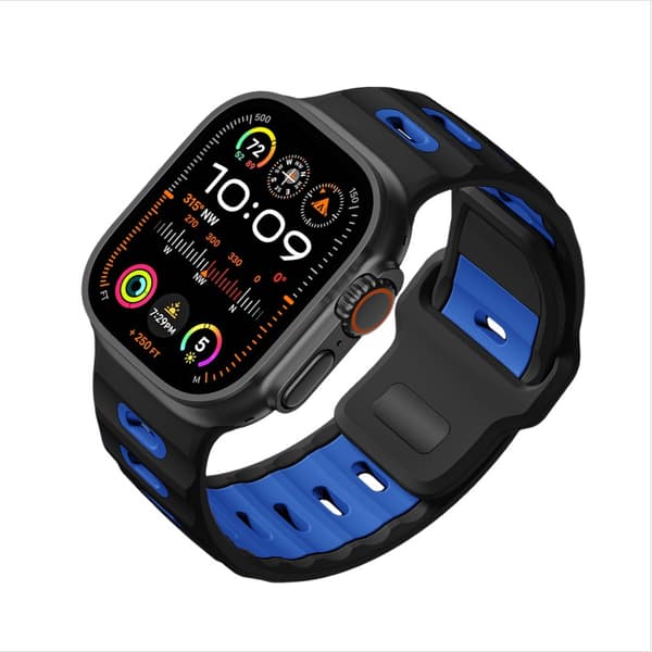 INF Stilig silikonrem for Apple Watch 42/44/45/46/49mm Svart + blå