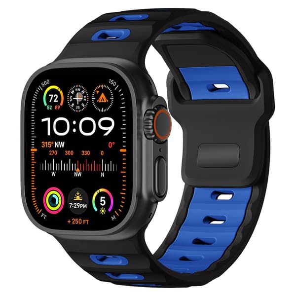 INF Stilig silikonrem for Apple Watch 42/44/45/46/49mm Svart + blå
