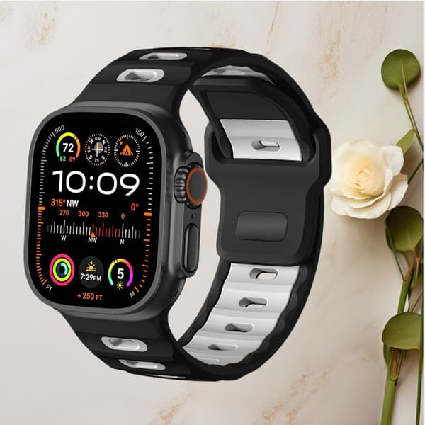 INF Stilfuld silikone rem til Apple Watch Series 1-10 Sort hvid