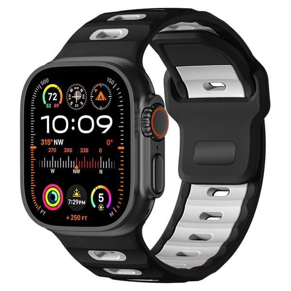 INF Stilfuld silikone rem til Apple Watch Series 1-10 Sort hvid