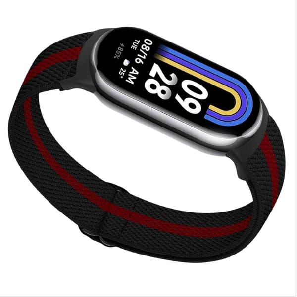INF Elastisk nylonklokkereim for Xiaomi 8/9 (14mm) rød + svart0
