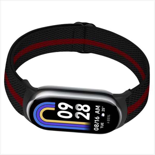 INF Elastisk nylonklokkereim for Xiaomi 8/9 (14mm) rød + svart0