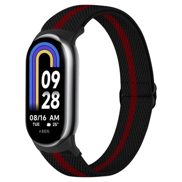 INF Elastisk nylonklokkereim for Xiaomi 8/9 (14mm) rød + svart0
