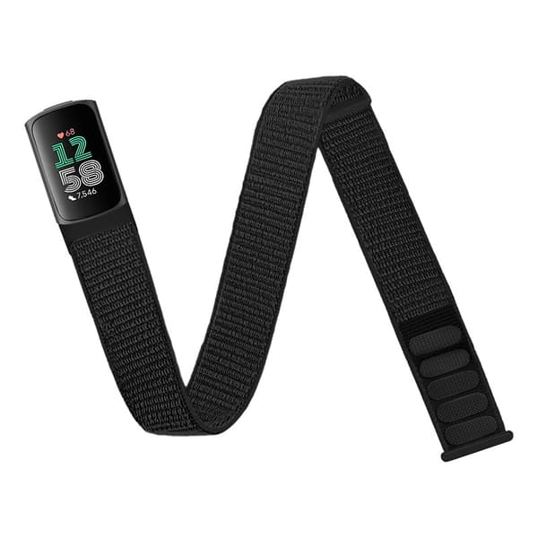 INF Komfortabelt nylonarmbånd for Fitbit Charge 5/6 Sort