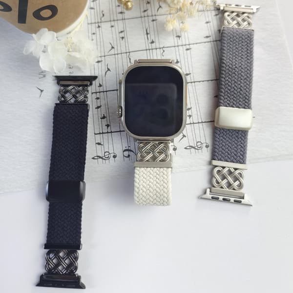 INF Stilig flettet nylon magnetisk bånd for Apple Watch S9 Rosa S
