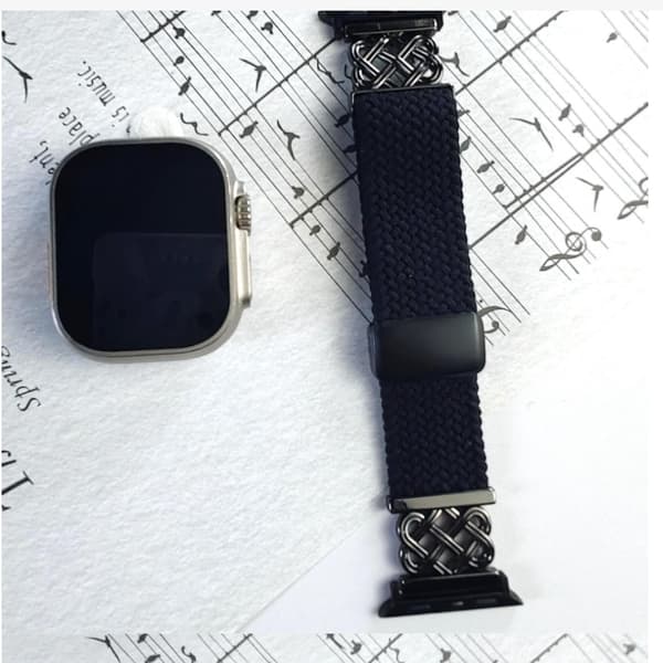 INF Tyylikäs punottu nyloninen magneettiranneke Apple Watch S9:lle Musta S