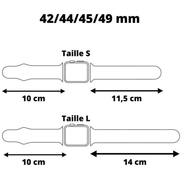 [Kompatibel Apple iWatch 44 mm] Armband Silikon Svart Mjuk Storlek M-L Sport Unisex Ersättning Klocka