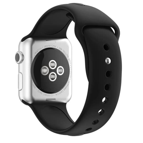 [Kompatibel Apple iWatch 44 mm] Armband Silikon Svart Mjuk Storlek M-L Sport Unisex Ersättning Klocka