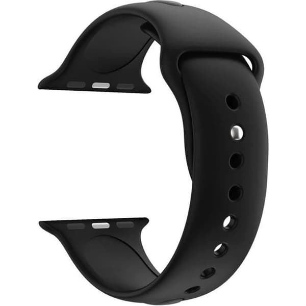 [Kompatibel Apple iWatch 44 mm] Armband Silikon Svart Mjuk Storlek M-L Sport Unisex Ersättning Klocka