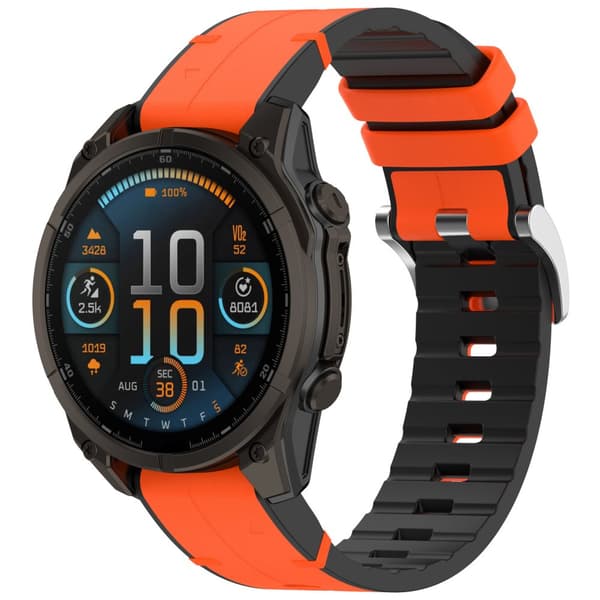 INF Premium Silikon Läder Garmin Fenix 8 Armband - 20mm Orange 20 mm