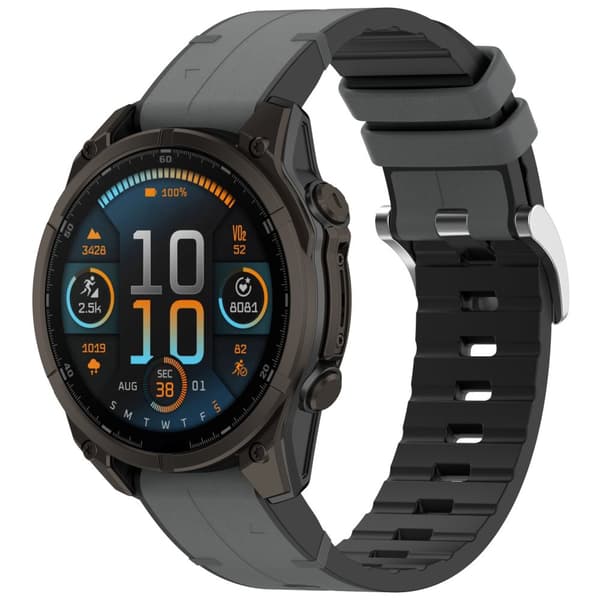 INF Grå 26mm silikonlærreim for Garmin Fenix-serien