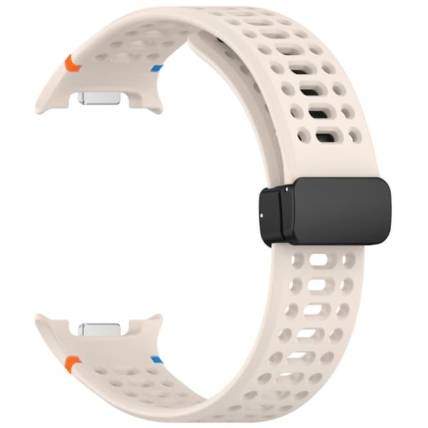 INF Magnetisk spenne pustende silikonrem for compatible with Samsung Watch 8 og 8 Classic - Allsidig og komfortabel Beige