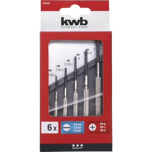 Urmakarlåda - KWB - 145190 - 6 stycken - Klockverktyg - Roterande huvud