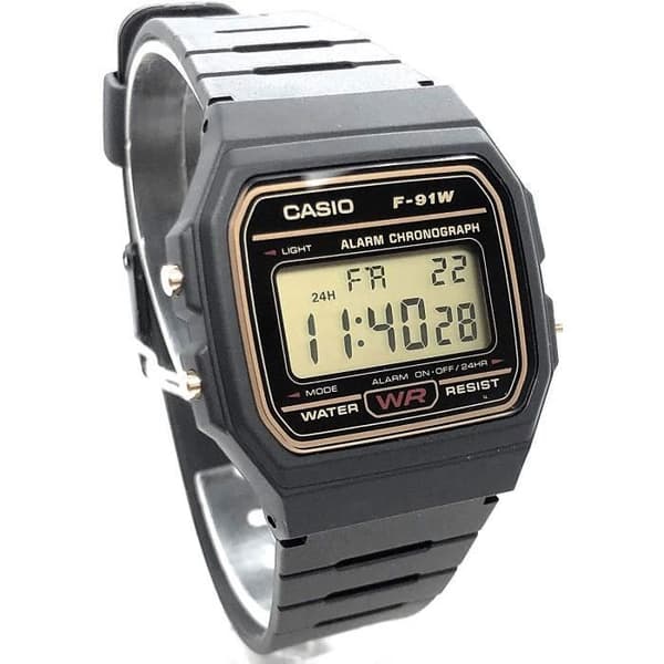Casio digital klocka med svart hartsband (F91WG-9QDF) 216