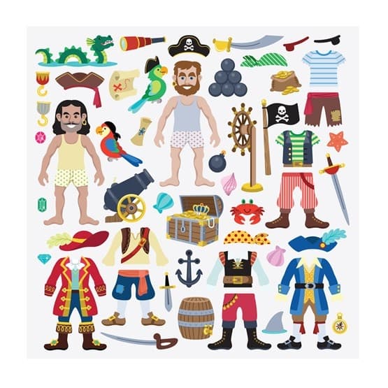 Uudelleenkäytettävät paksut tarrat, Pirate - Melissa & Doug