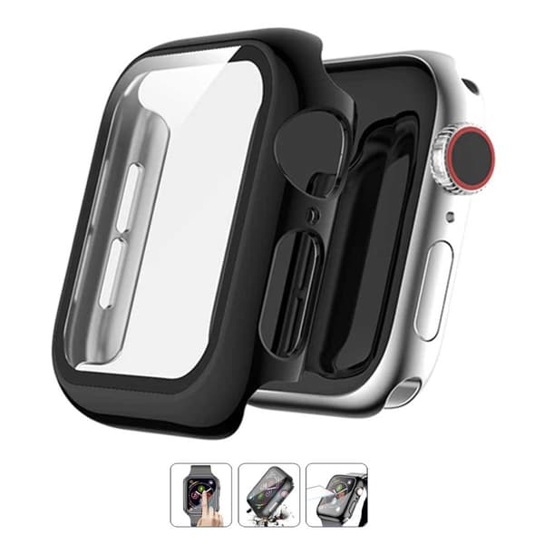 Case Apple Watch 7 41mm Skal med Tempererat Glas Svart
