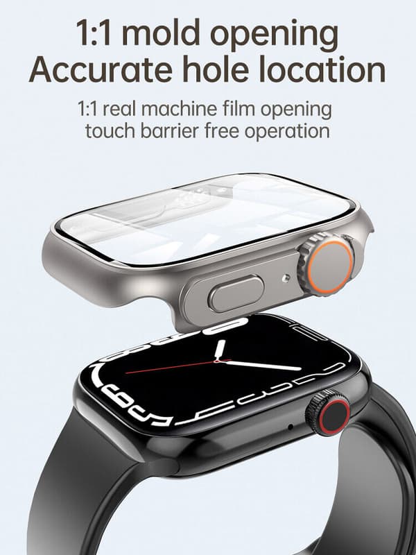 Kellon kotelo näytönsuojalla HopeaApple Watch S8 / Ultra 7 / Ultra 6 44 mm