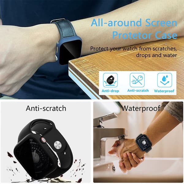 INF Personverndeksel med skjermbeskytter i herdet glass for Apple Watch 9