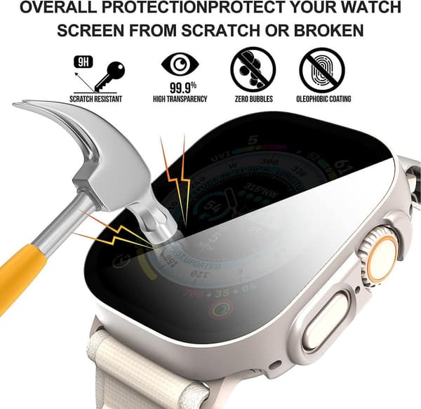INF Privacy cover med hærdet glas skærmbeskytter til Apple Watch 9