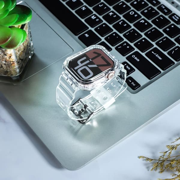INF Silikonsportarmband för Apple Watch Series 9/10, 46mm, Transparent Svart