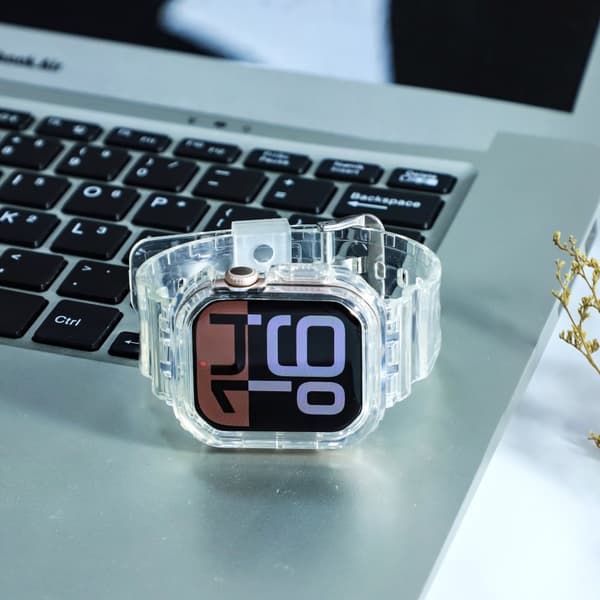 INF Silikonsportarmband för Apple Watch Series 9/10, 46mm, Transparent Svart