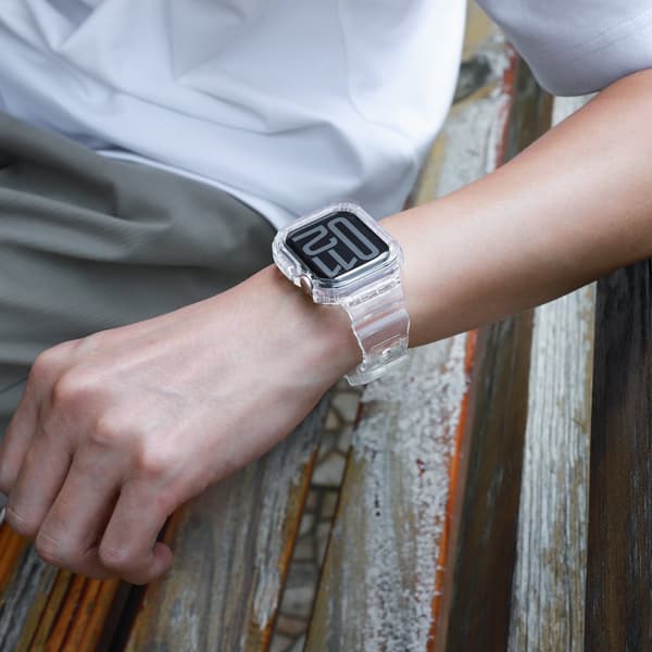 INF Silikonsportarmband för Apple Watch Series 9/10, 46mm, Transparent Svart