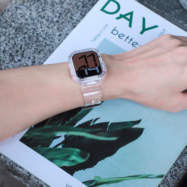 INF Silikonsportarmband för Apple Watch Series 9/10, 46mm, Transparent Svart